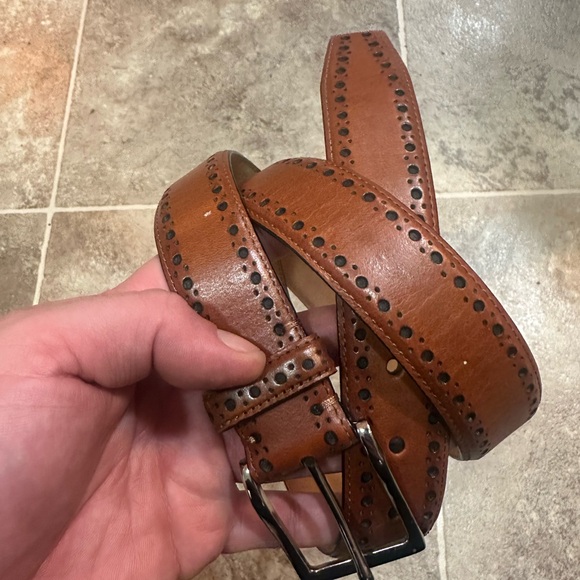 Cole Haan Tan Perforated Leather Belt - Picture 1 of 4
